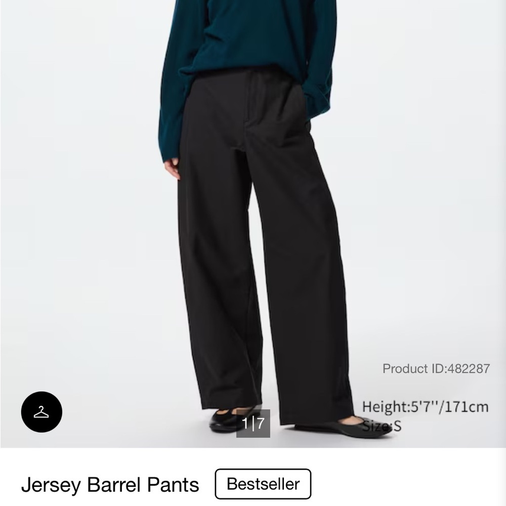 Uniqlo Black Jersey Barrel Pants